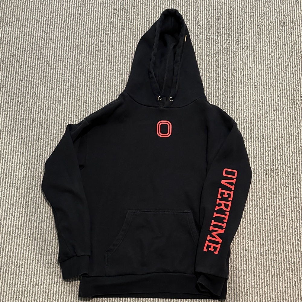 Overtime Black Hoodie with Red Accents